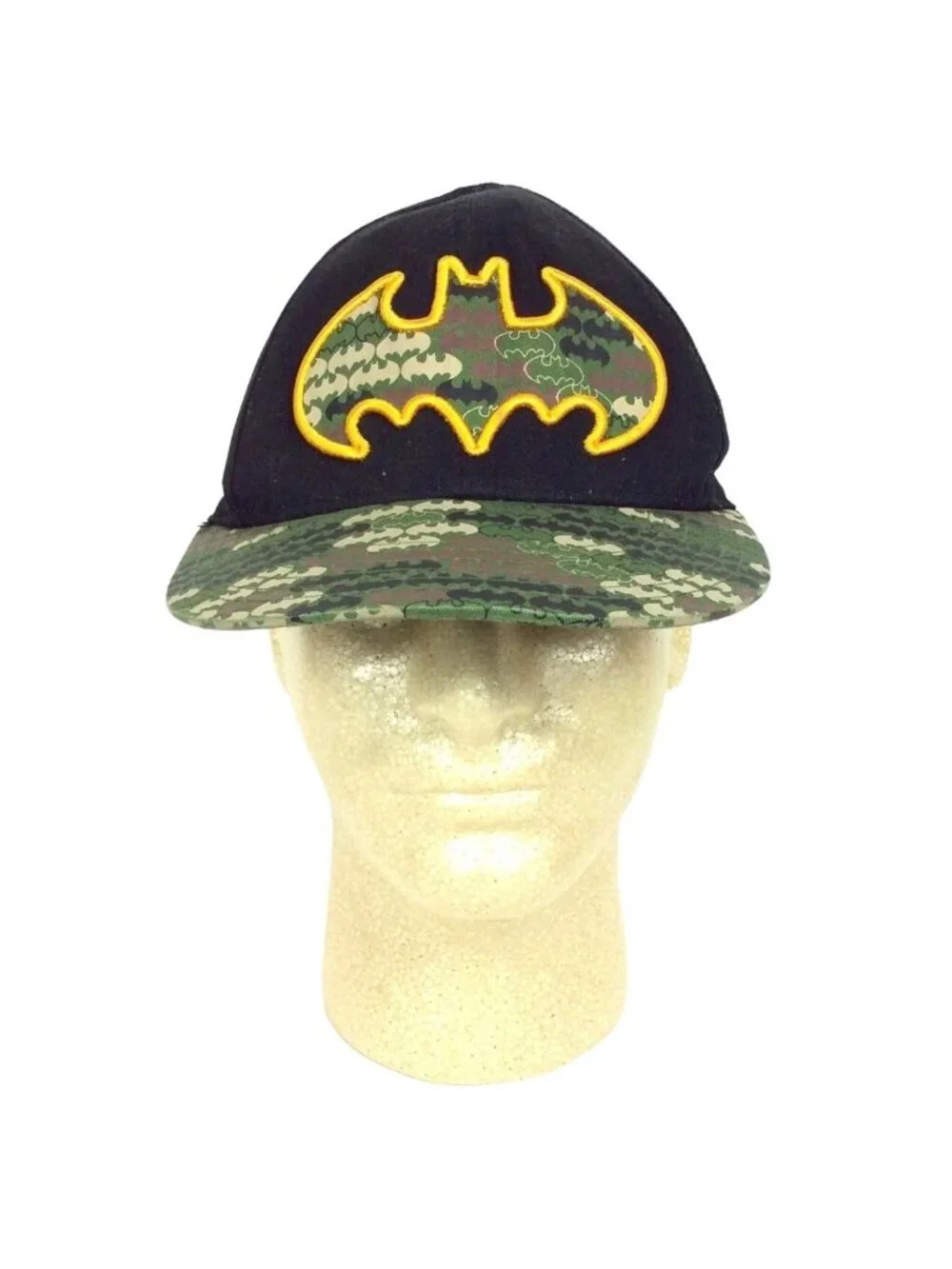Batman Logo Camo Youth Hat Cap Fitted Size M/L Black Green